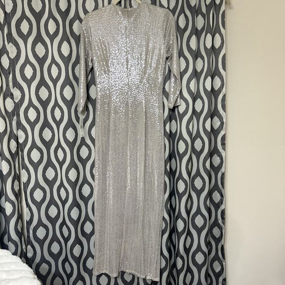 John Meyer JM Studio Dress Womens 8 Silver Sequin Party Cocktail Popover - Picture 8 of 16